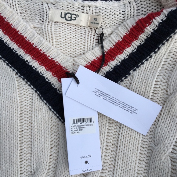 UGG Cream Weslynn Sweater Knit Poncho NWT - Picture 6 of 7